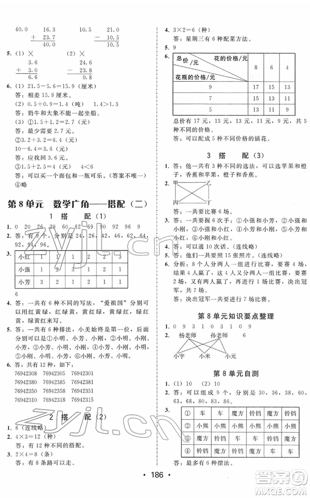 安徽人民出版社2022教與學(xué)課時(shí)學(xué)練測三年級數(shù)學(xué)下冊人教版答案