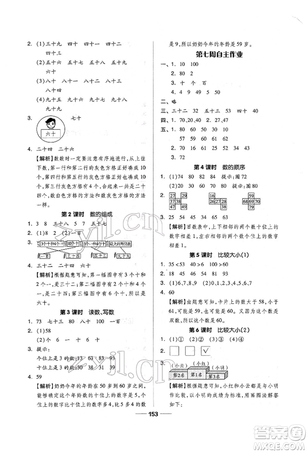 山東科學技術(shù)出版社2022新思維伴你學單元達標測試卷一年級下冊數(shù)學人教版參考答案