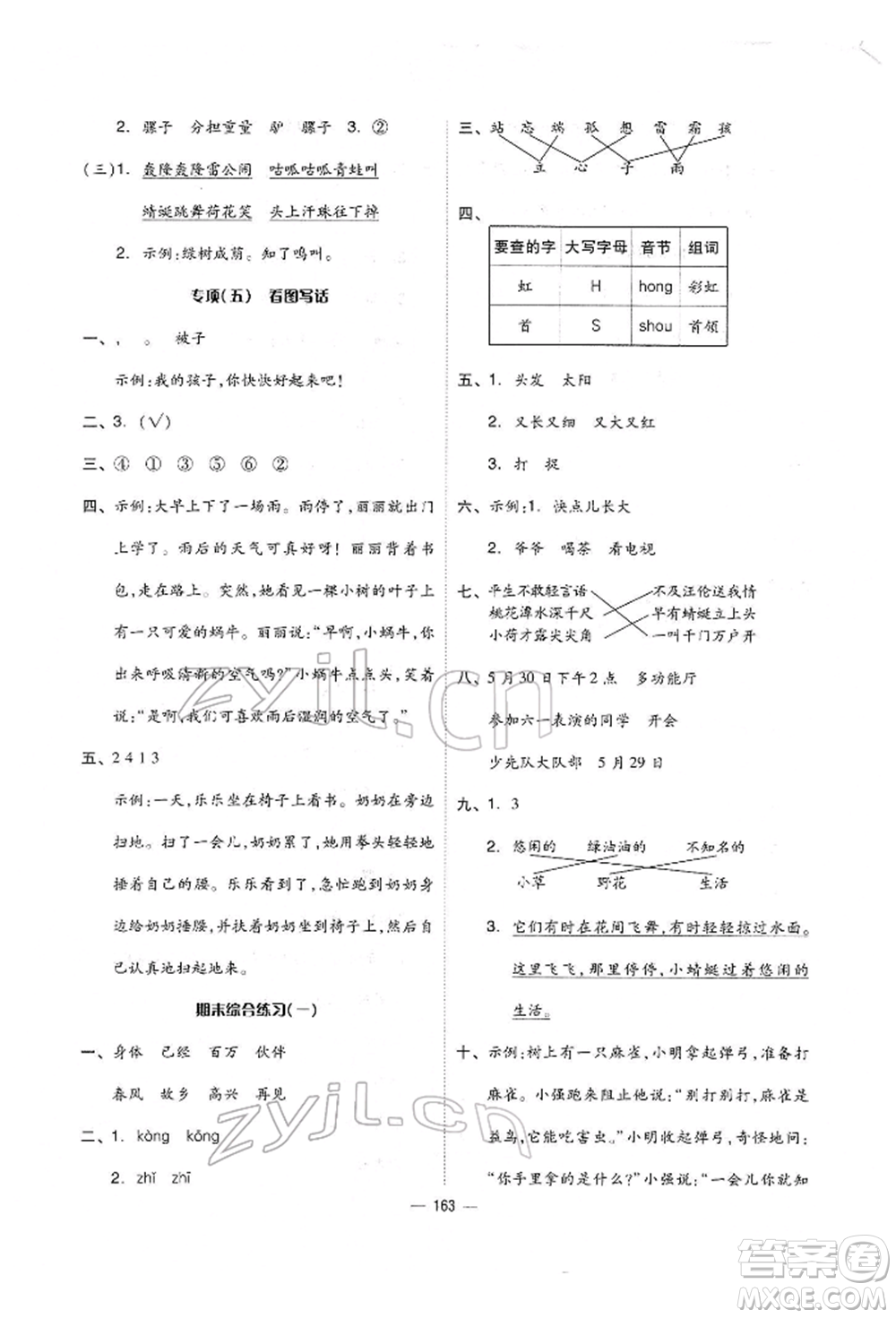 山東科學(xué)技術(shù)出版社2022新思維伴你學(xué)單元達(dá)標(biāo)測試卷一年級下冊語文人教版參考答案