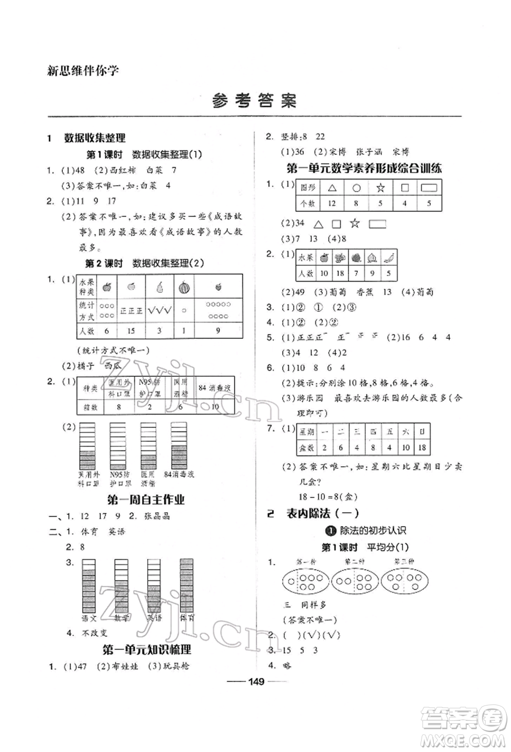 山東科學(xué)技術(shù)出版社2022新思維伴你學(xué)單元達標(biāo)測試卷二年級下冊數(shù)學(xué)人教版參考答案