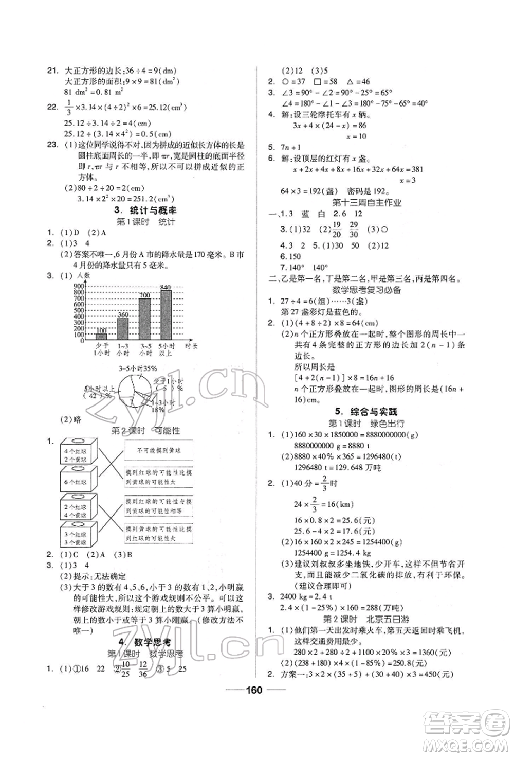 山東科學(xué)技術(shù)出版社2022新思維伴你學(xué)單元達(dá)標(biāo)測試卷六年級下冊數(shù)學(xué)人教版參考答案