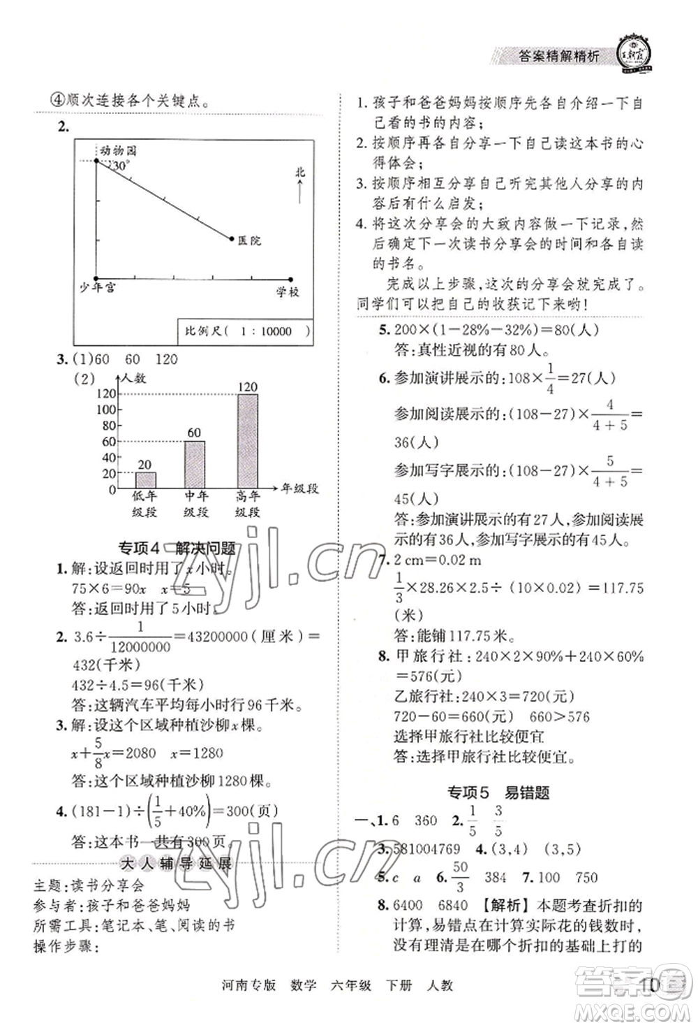 江西人民出版社2022王朝霞各地期末試卷精選六年級下冊數(shù)學人教版河南專版參考答案