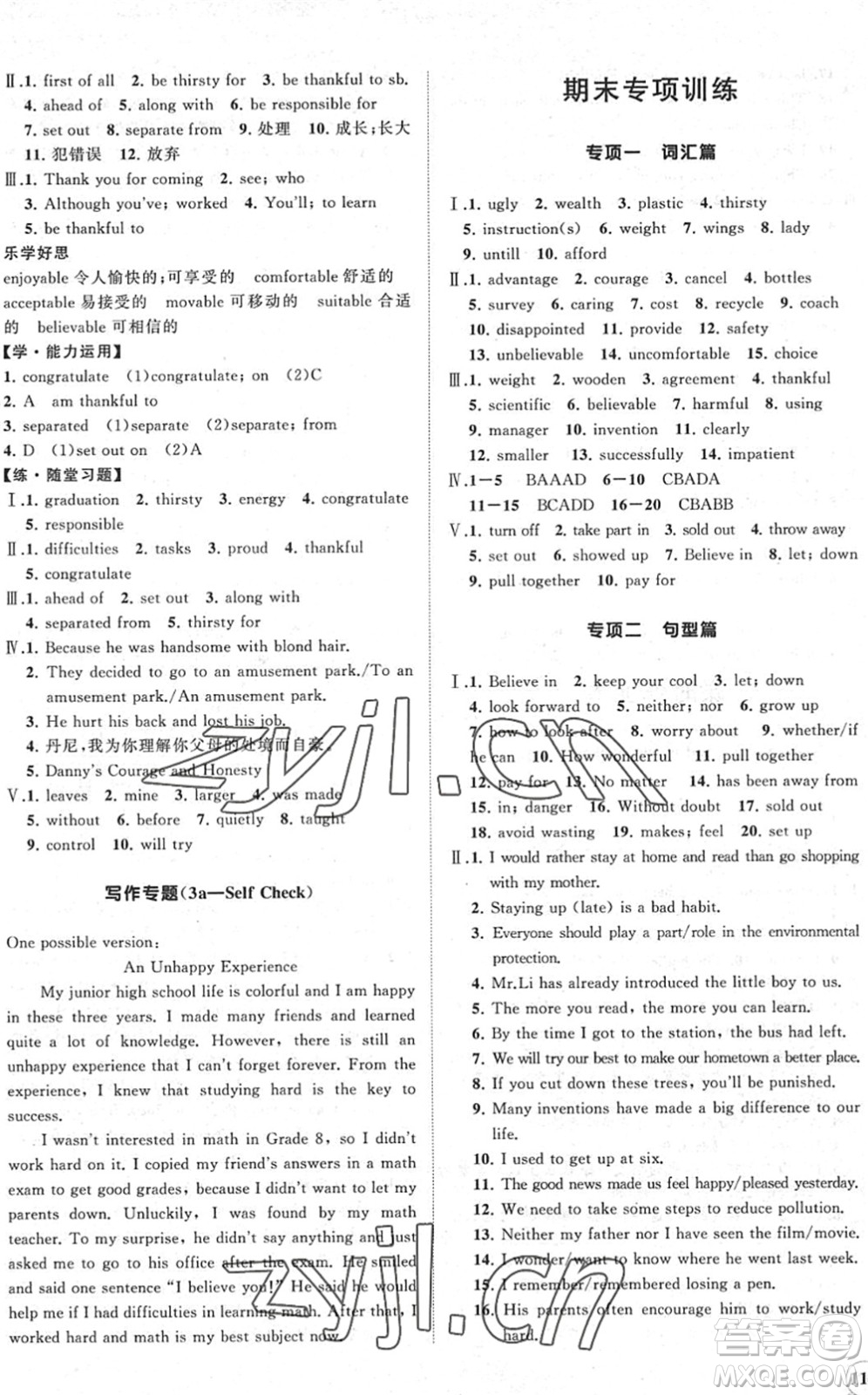 海南出版社2022知行課堂新課程同步練習冊九年級英語下冊人教版答案