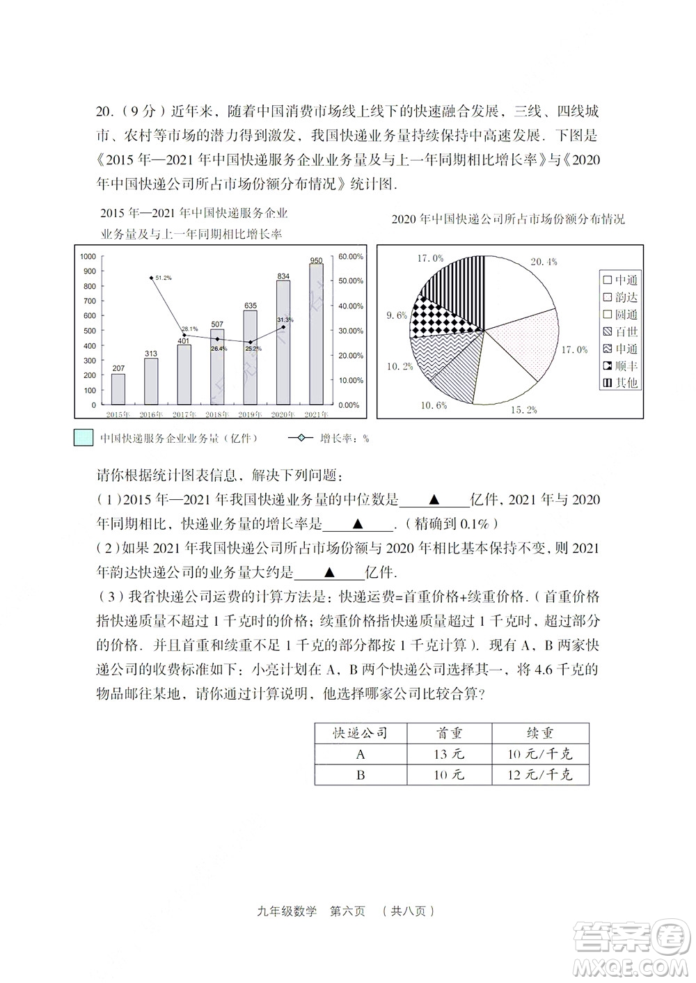 2022年山西省呂梁市中考第二次模擬考試卷數(shù)學(xué)試題及答案