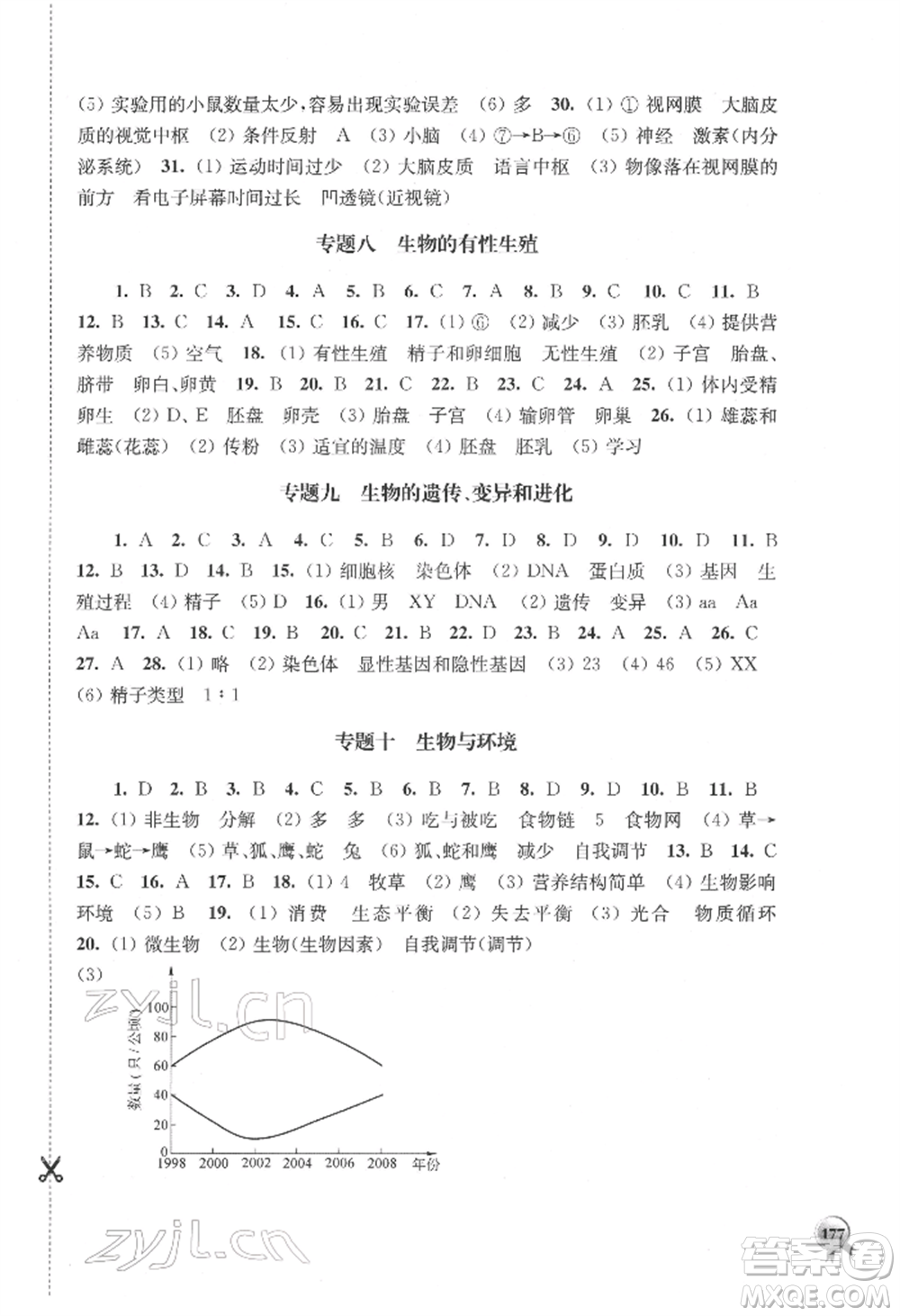 上?？茖W(xué)技術(shù)出版社2022初中復(fù)習(xí)指導(dǎo)地理生物通用版參考答案