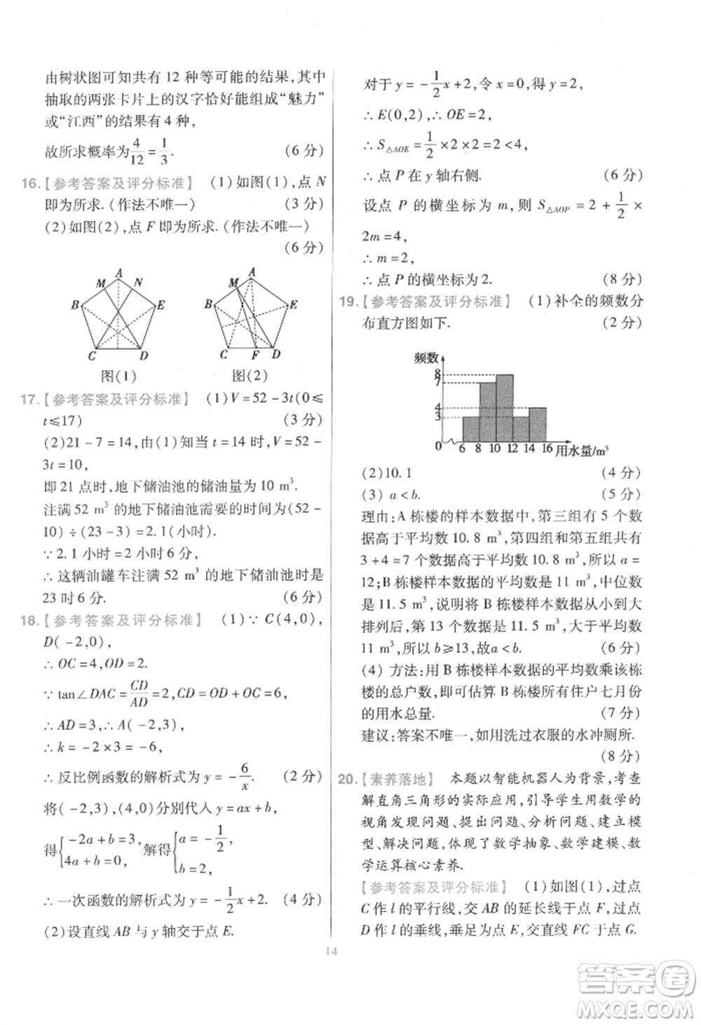 延邊教育出版社2022金考卷百校聯(lián)盟中考信息卷數(shù)學(xué)通用版江西專版參考答案