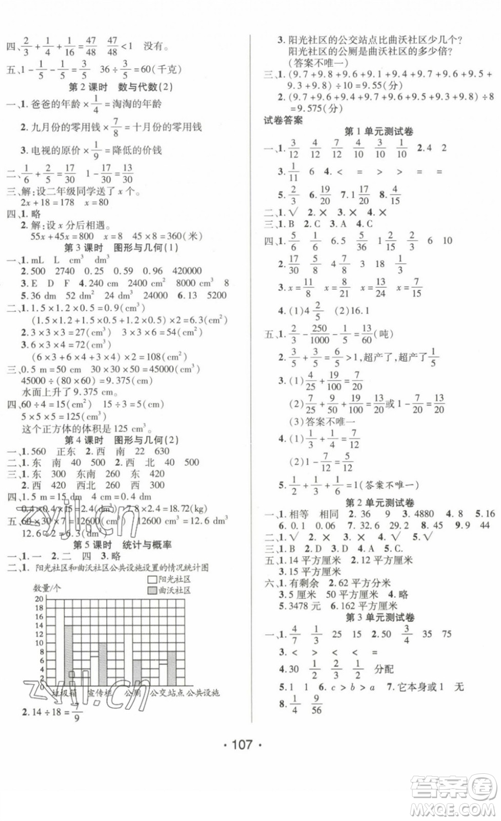 陽光出版社2022自主課堂五年級數(shù)學下冊BS北師版答案
