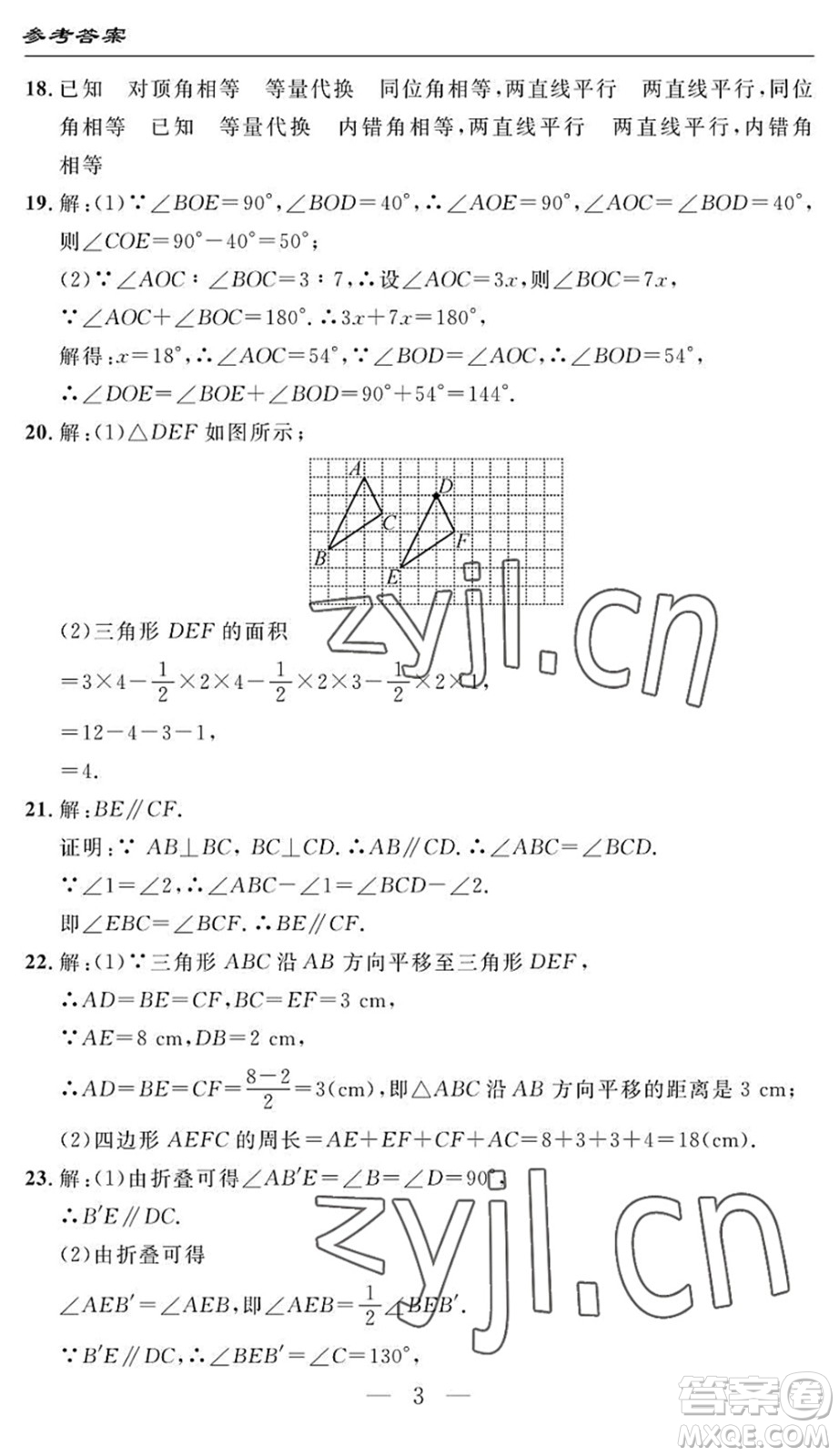 長江少年兒童出版社2022智慧課堂自主評價七年級數(shù)學(xué)下冊通用版答案