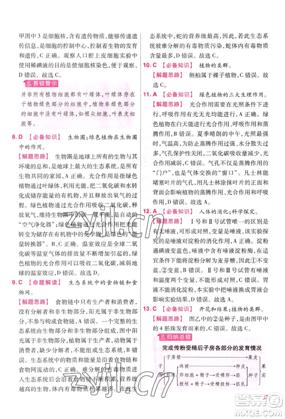 延邊教育出版社2022金考卷百校聯(lián)盟中考信息卷生物學(xué)通用版江西專版參考答案