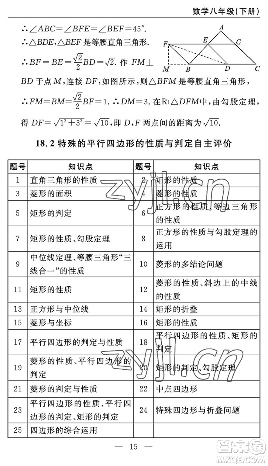 長(zhǎng)江少年兒童出版社2022智慧課堂自主評(píng)價(jià)八年級(jí)數(shù)學(xué)下冊(cè)通用版答案