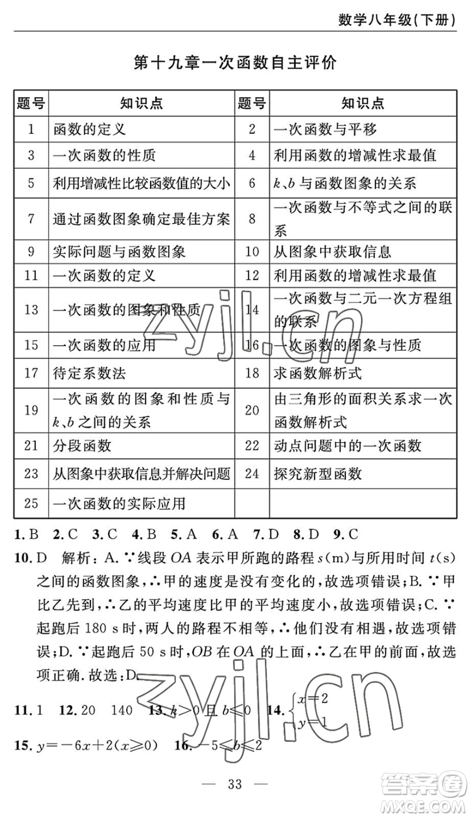長(zhǎng)江少年兒童出版社2022智慧課堂自主評(píng)價(jià)八年級(jí)數(shù)學(xué)下冊(cè)通用版答案