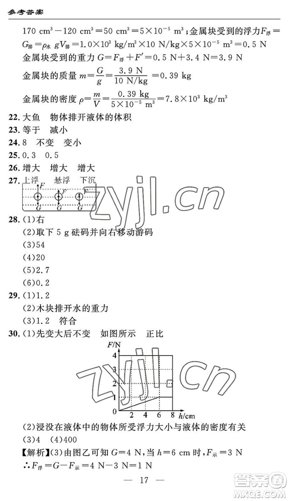 長江少年兒童出版社2022智慧課堂自主評價八年級物理下冊通用版答案