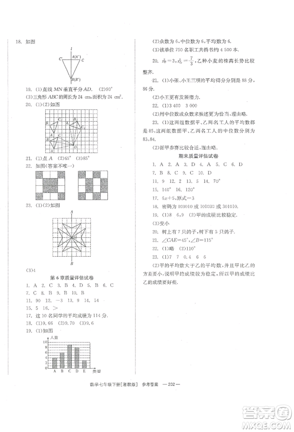 湖南教育出版社2022全效學習同步學練測七年級下冊數(shù)學湘教版參考答案