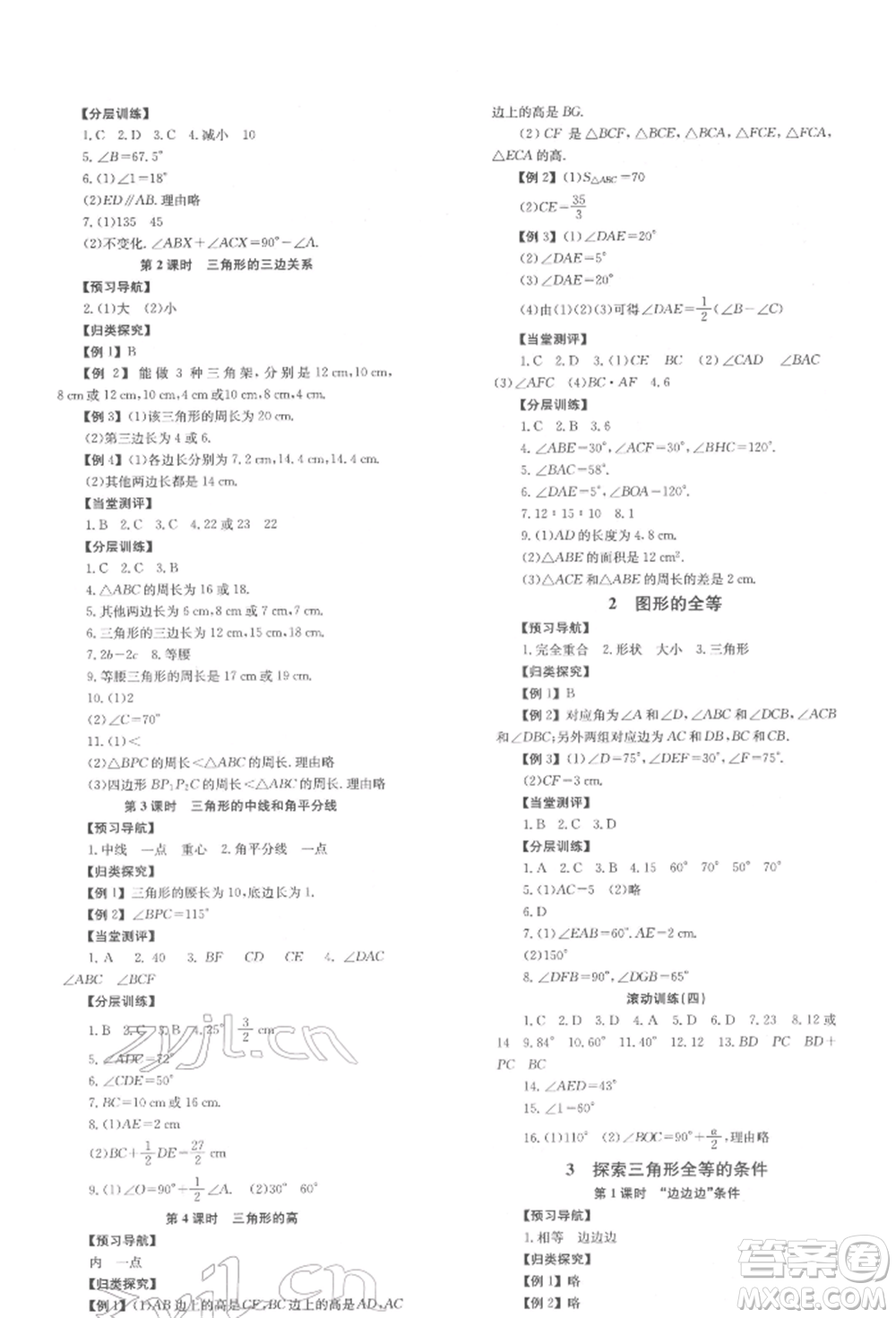 北京時(shí)代華文書局2022全效學(xué)習(xí)學(xué)業(yè)評(píng)價(jià)方案七年級(jí)下冊(cè)數(shù)學(xué)北師大版參考答案