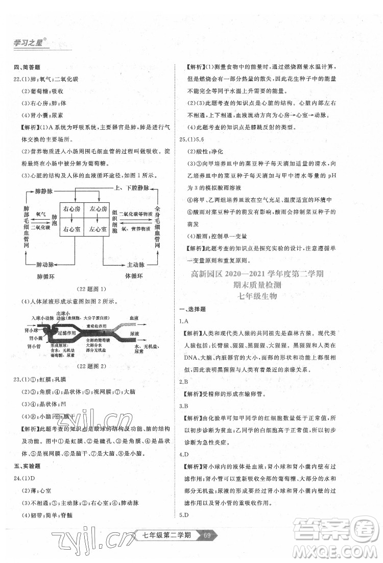 延邊大學(xué)出版社2022名校大考卷生物七年級(jí)下冊(cè)人教版大連專(zhuān)版答案