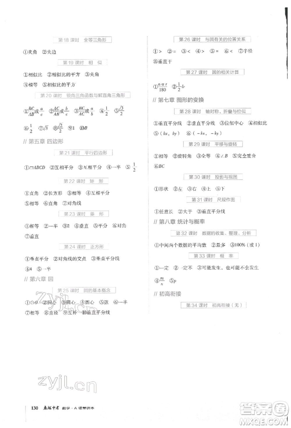 安徽教育出版社2022榮德基點(diǎn)撥中考數(shù)學(xué)通用版福建專版參考答案