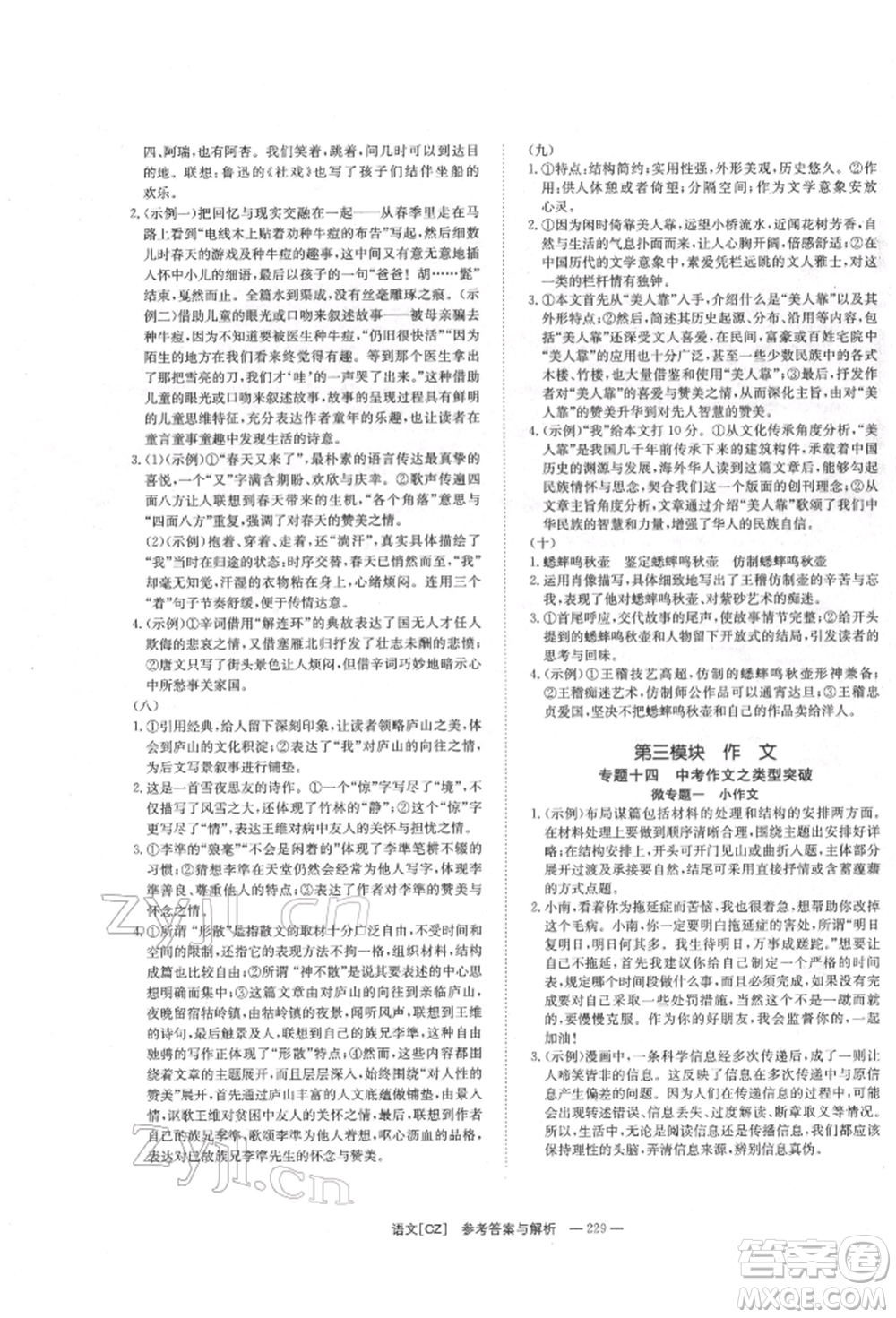 湖南師范大學(xué)出版社2022全效學(xué)習(xí)中考學(xué)練測(cè)聽(tīng)課講義語(yǔ)文人教版郴州專(zhuān)版參考答案