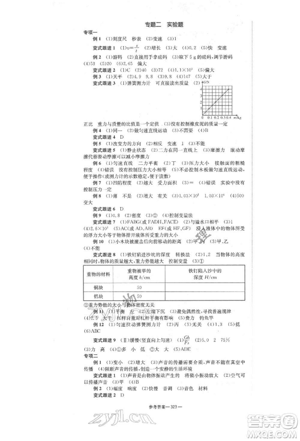 湖南師范大學出版社2022全效學習中考學練測聽課講義物理通用版參考答案