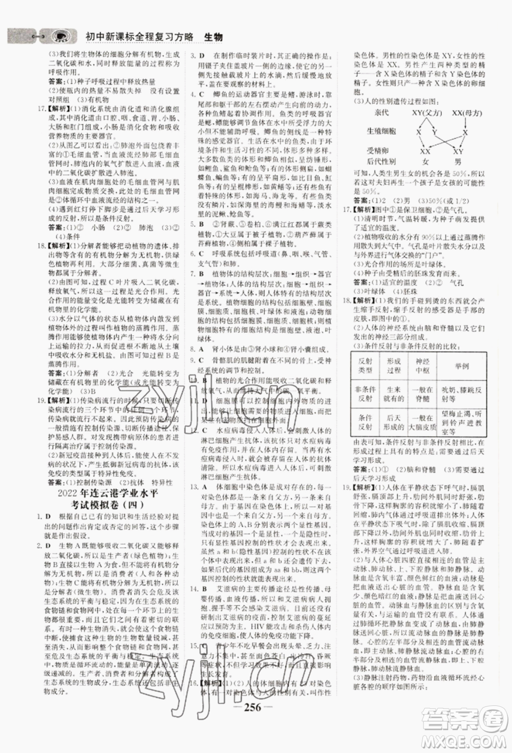 未來(lái)出版社2022世紀(jì)金榜初中全程復(fù)習(xí)方略生物通用版連云港專(zhuān)版參考答案