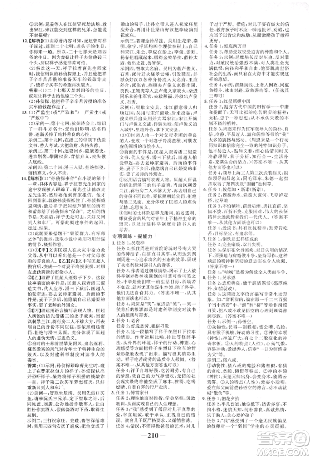未來(lái)出版社2022世紀(jì)金榜初中全程復(fù)習(xí)方略語(yǔ)文人教版寧夏專(zhuān)版參考答案