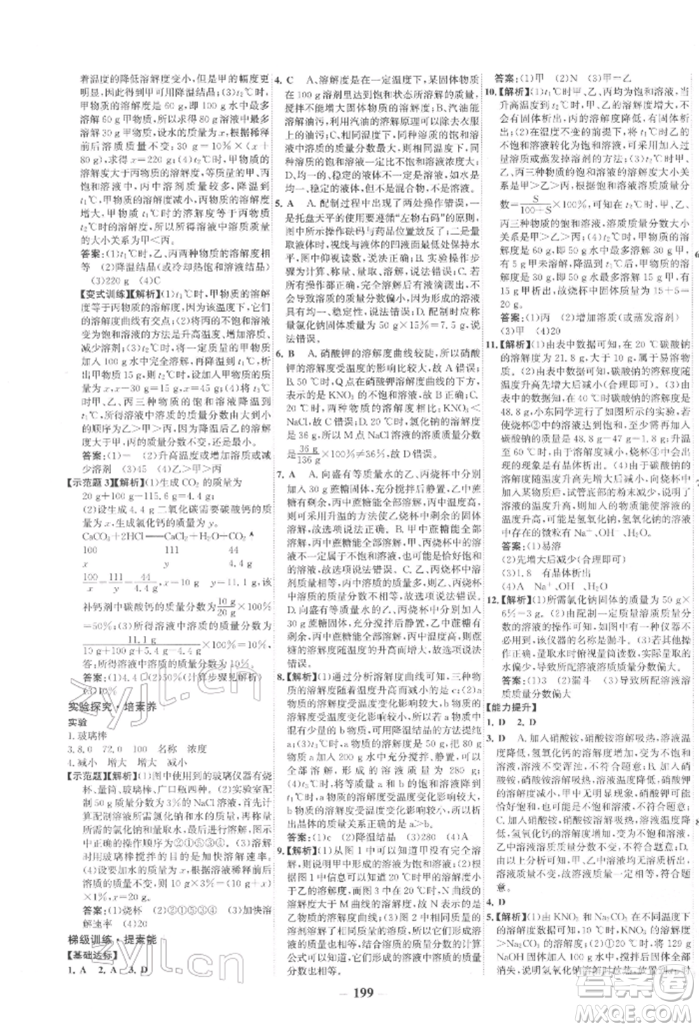 未來出版社2022世紀金榜初中全程復習方略化學通用版寧夏專版參考答案