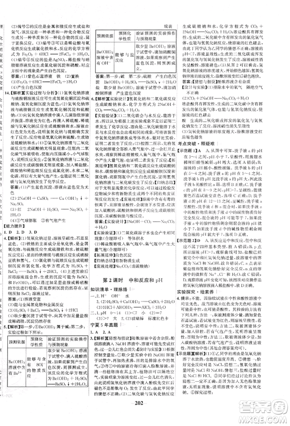未來出版社2022世紀金榜初中全程復習方略化學通用版寧夏專版參考答案