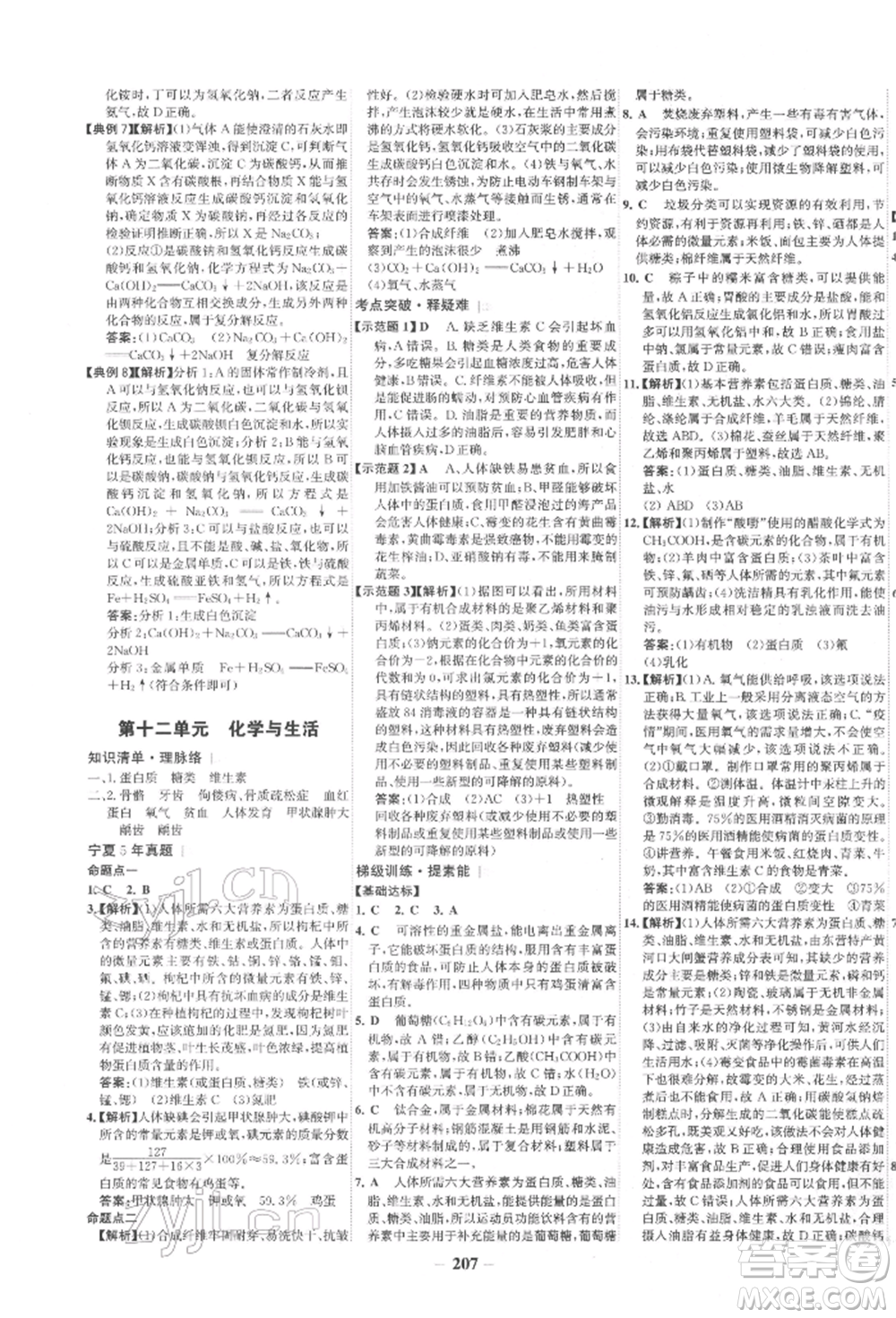 未來出版社2022世紀金榜初中全程復習方略化學通用版寧夏專版參考答案