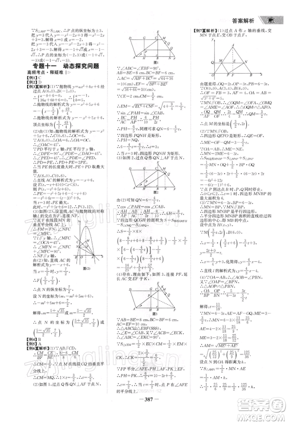 浙江科學(xué)技術(shù)出版社2022世紀(jì)金榜初中全程復(fù)習(xí)方略數(shù)學(xué)北師大版深圳專版參考答案