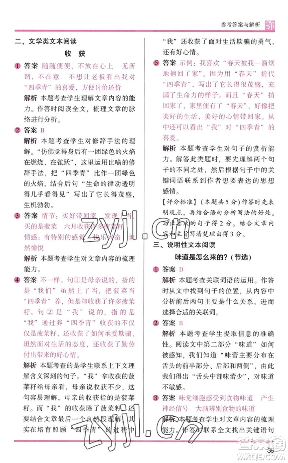 江蘇鳳凰文藝出版社2022木頭馬閱讀力測評四年級語文下冊B版武漢專版答案