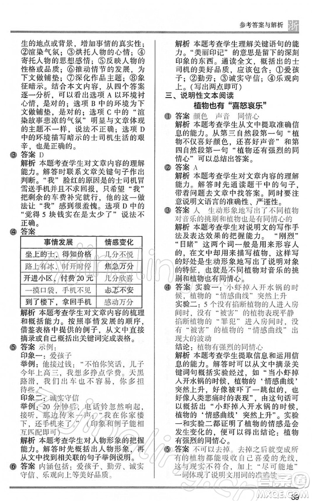 江蘇鳳凰文藝出版社2022木頭馬閱讀力測(cè)評(píng)五年級(jí)語(yǔ)文下冊(cè)B版浙江專(zhuān)版答案