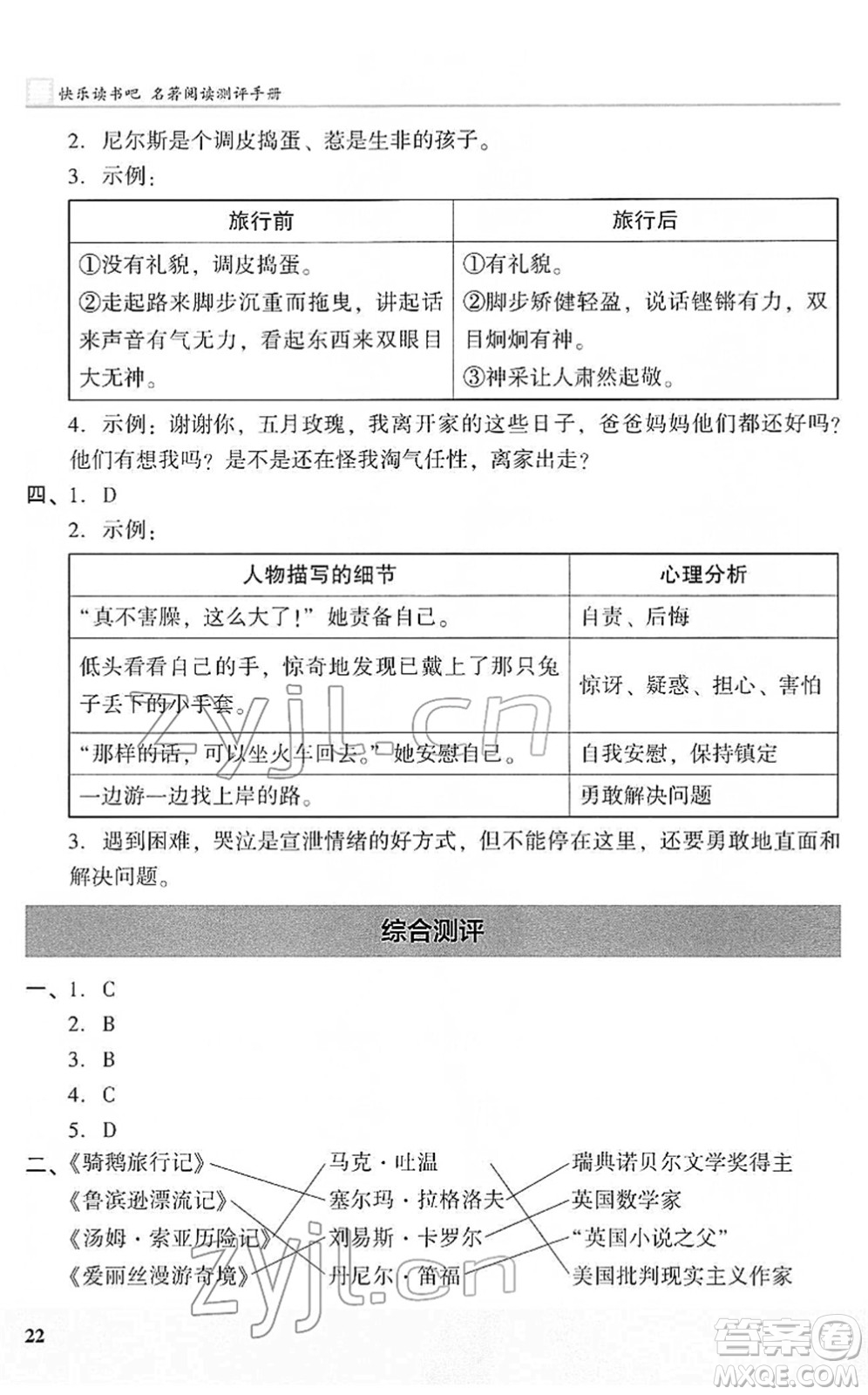江蘇鳳凰文藝出版社2022木頭馬閱讀力測評六年級語文下冊B版武漢專版答案