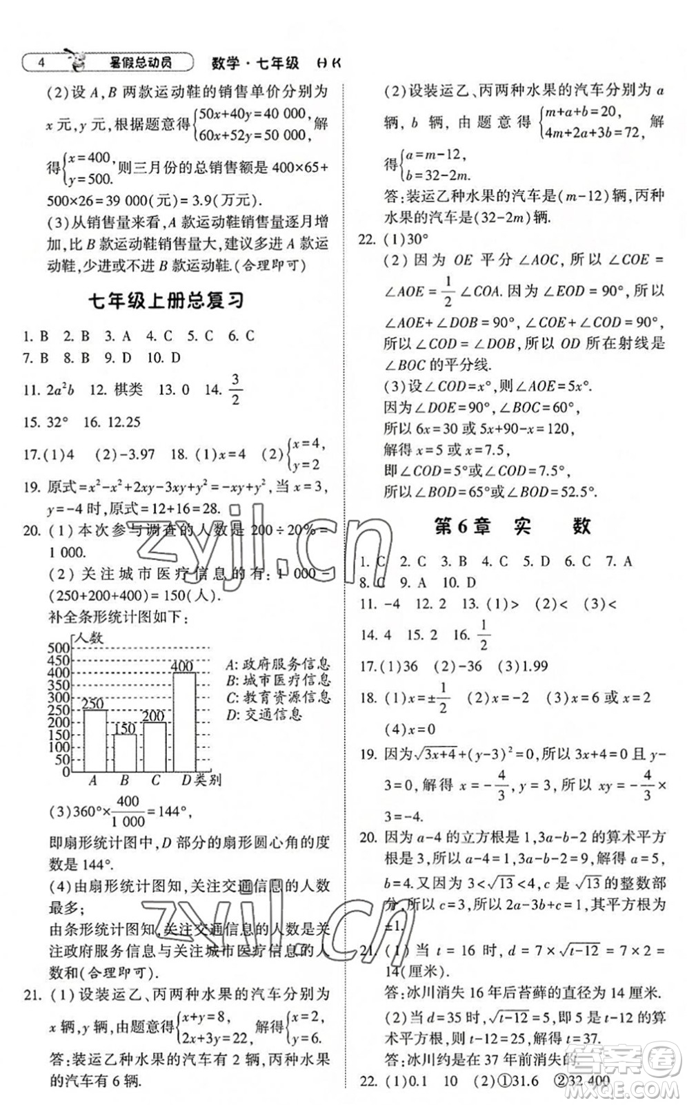 寧夏人民教育出版社2022經(jīng)綸學(xué)典暑假總動員七年級數(shù)學(xué)滬科版答案