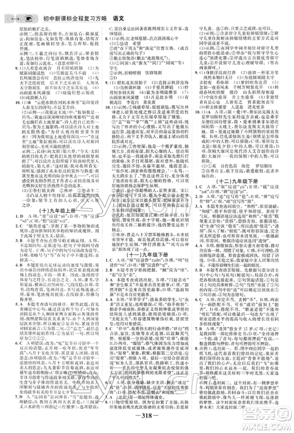 未來出版社2022世紀金榜初中全程復習方略語文人教版參考答案