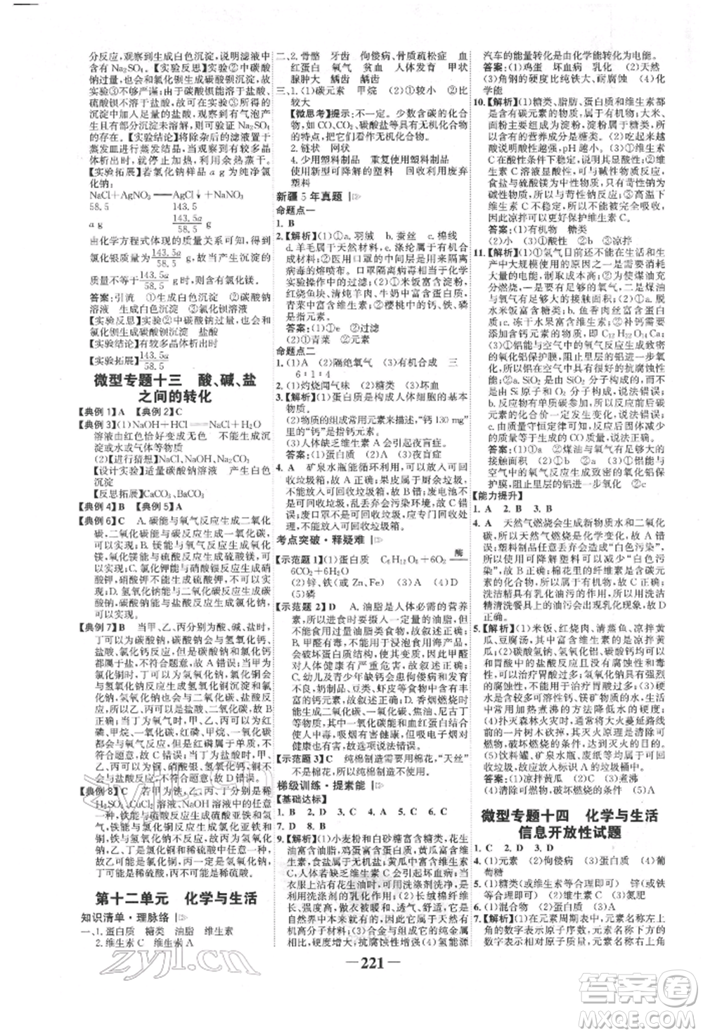 河北少年兒童出版社2022世紀(jì)金榜初中全程復(fù)習(xí)方略化學(xué)人教版新疆專版參考答案