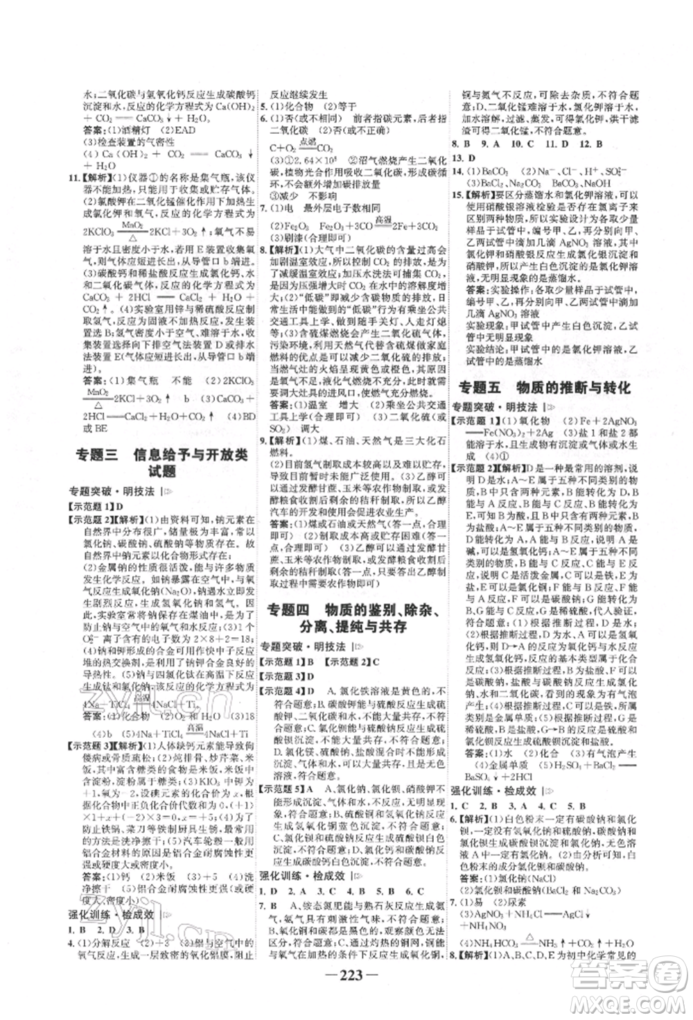 河北少年兒童出版社2022世紀(jì)金榜初中全程復(fù)習(xí)方略化學(xué)人教版新疆專版參考答案