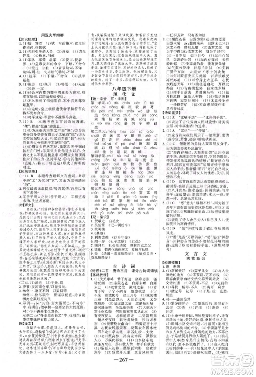河北少年兒童出版社2022世紀(jì)金榜初中全程復(fù)習(xí)方略語(yǔ)文人教版新疆專版參考答案