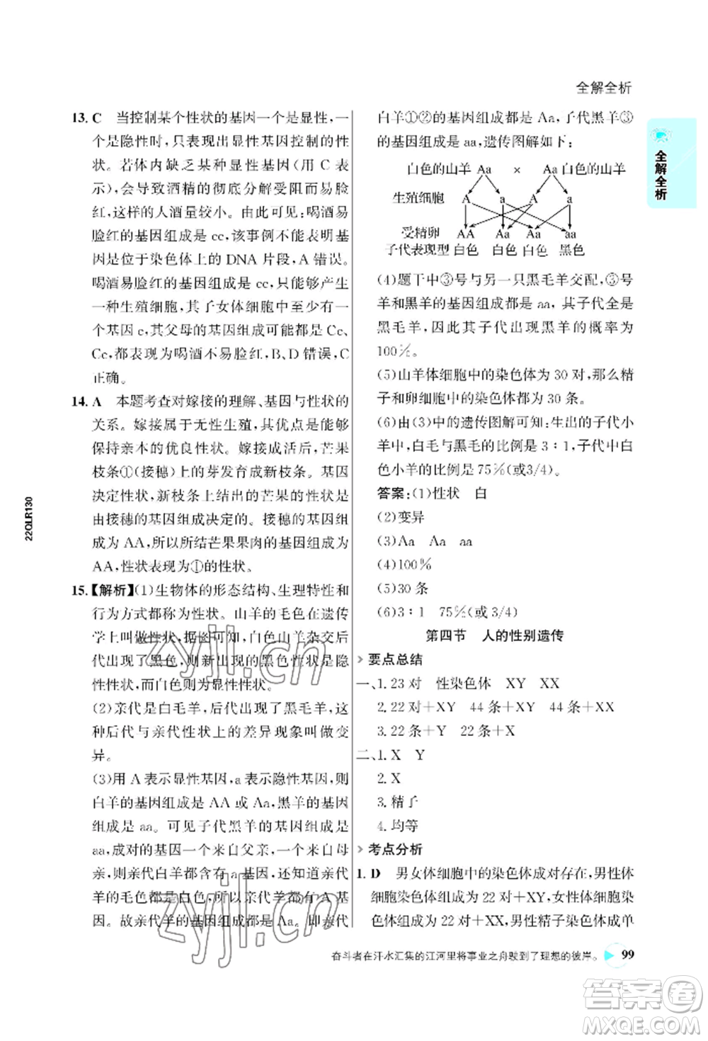浙江科學(xué)技術(shù)出版社2022世紀(jì)金榜活學(xué)巧練八年級下冊生物人教版參考答案