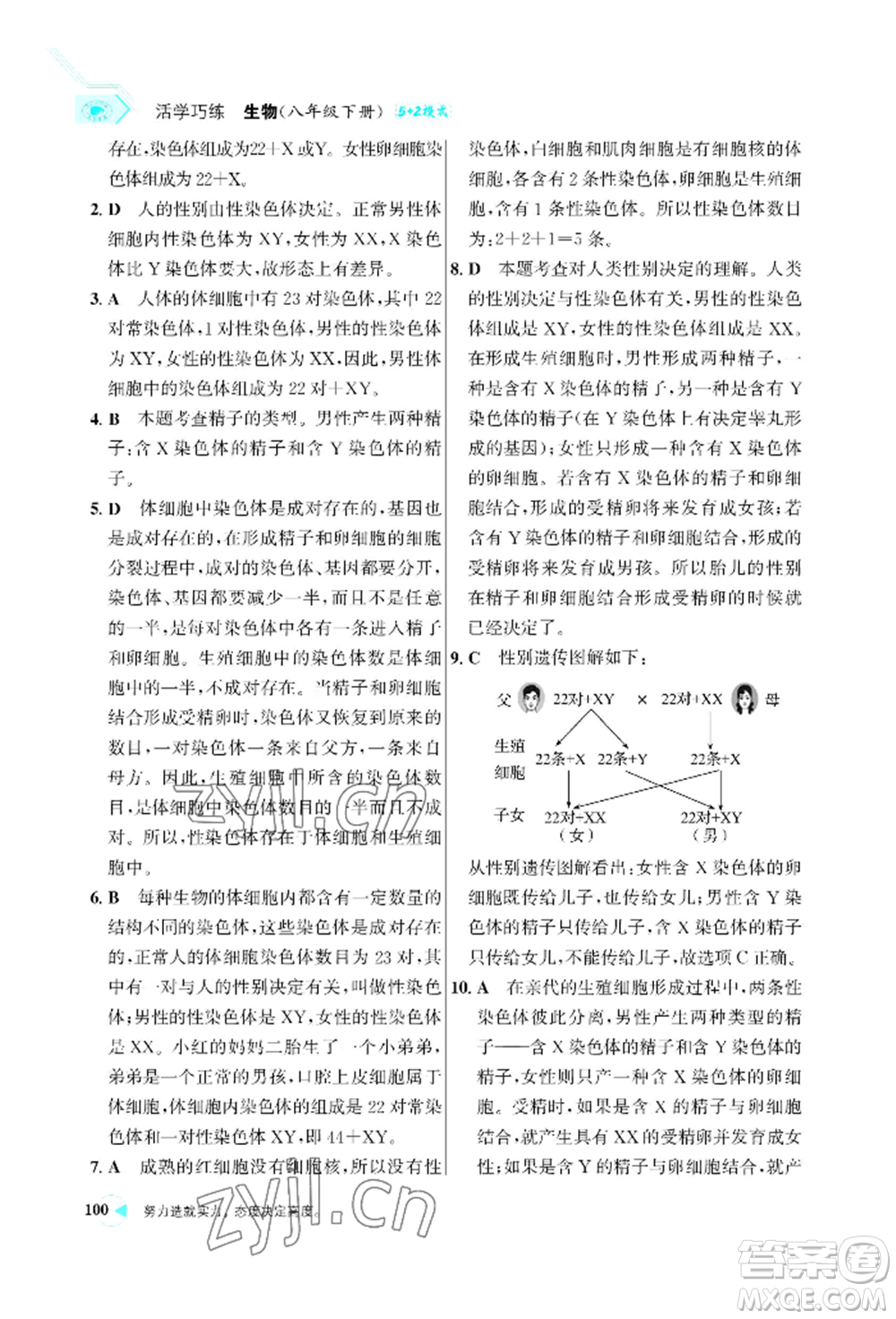 浙江科學(xué)技術(shù)出版社2022世紀(jì)金榜活學(xué)巧練八年級下冊生物人教版參考答案