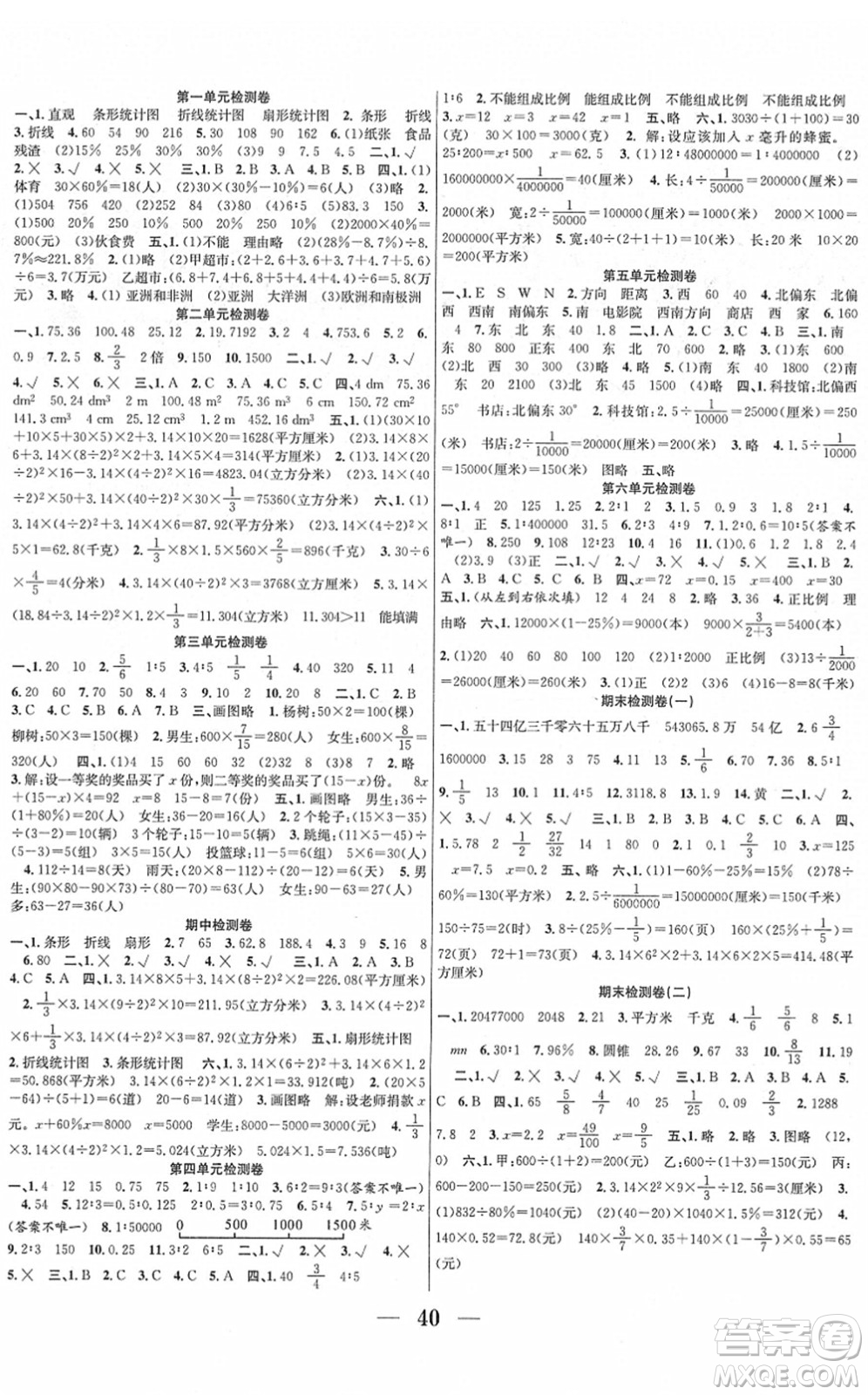 合肥工業(yè)大學出版社2022贏在課堂課時作業(yè)六年級數(shù)學下冊SJ蘇教版答案