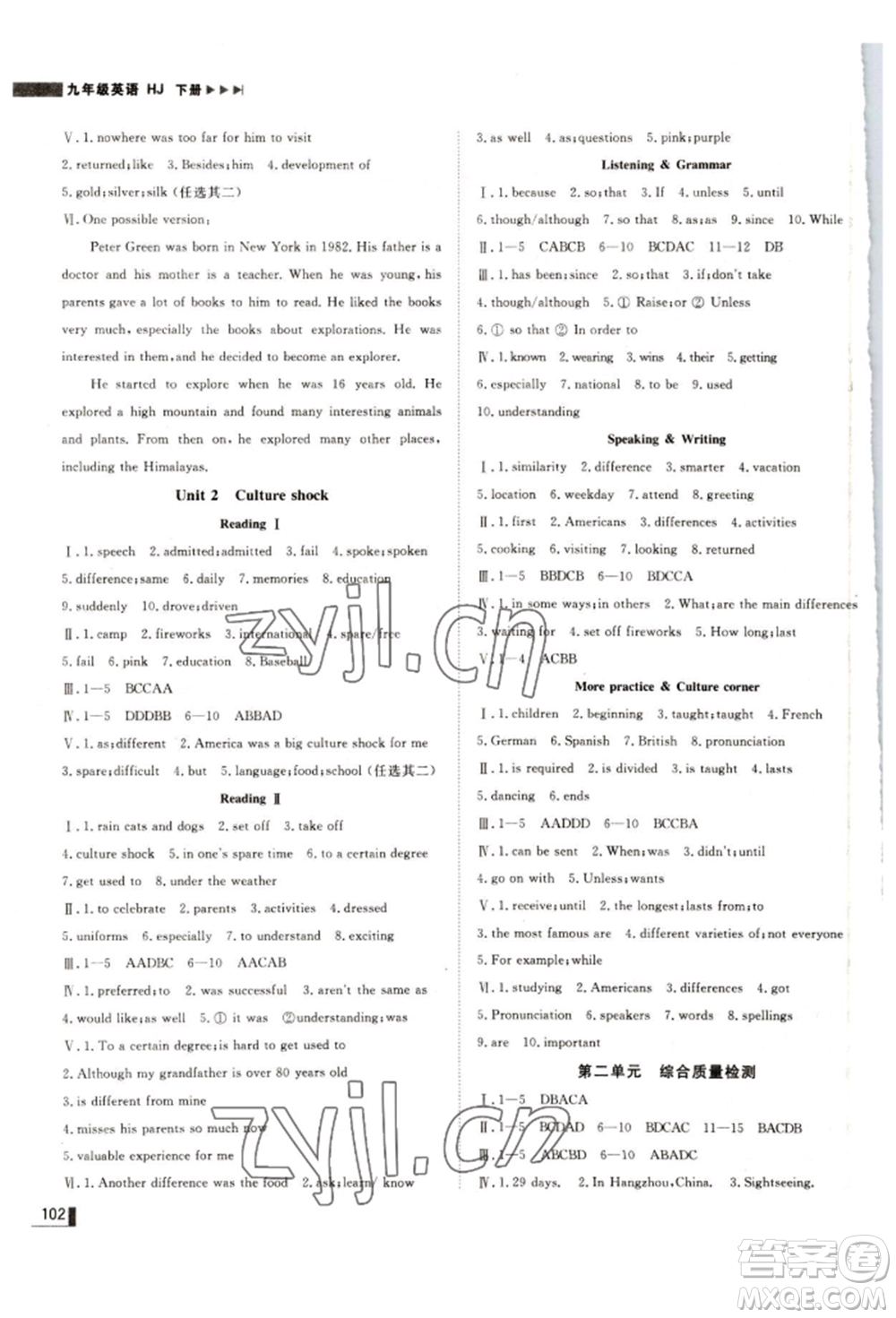 北方婦女兒童出版社2022勝券在握遼寧作業(yè)分層培優(yōu)學(xué)案九年級(jí)下冊(cè)英語(yǔ)滬教版參考答案