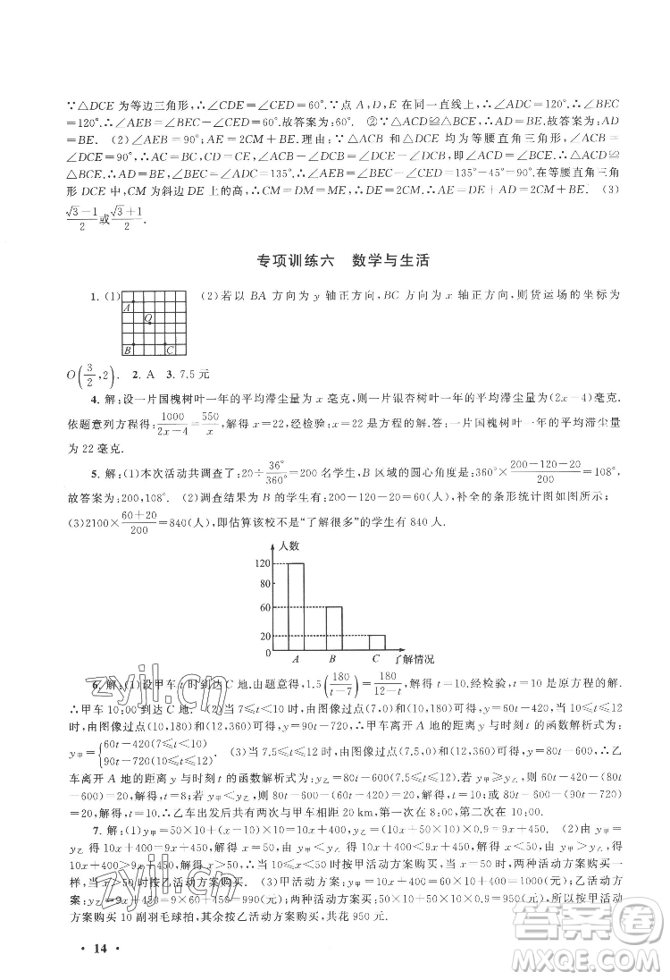 黃山出版社2022暑假大串聯(lián)數(shù)學八年級江蘇科技教材適用答案