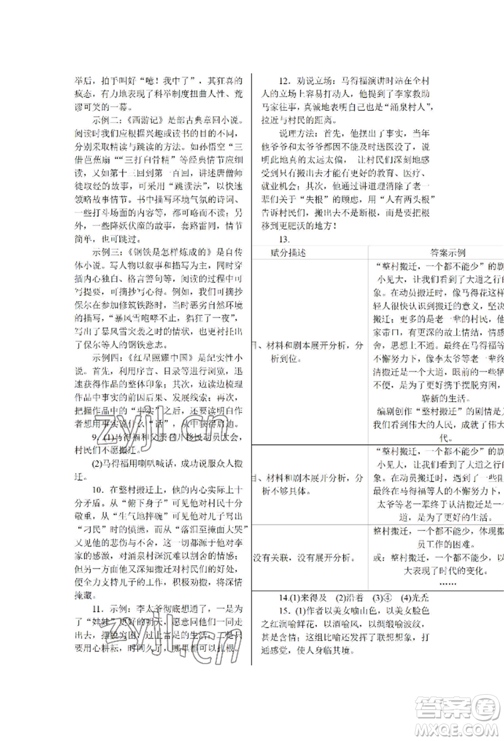 北京工業(yè)大學(xué)出版社2022高分計(jì)劃周周練九年級(jí)語文通用版參考答案