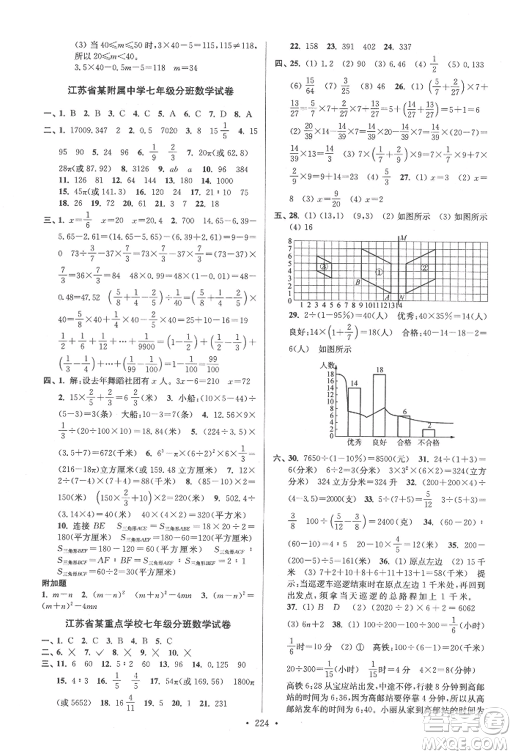 江蘇鳳凰美術出版社2022自主創(chuàng)新作業(yè)小學畢業(yè)總復習一本通數學江蘇版參考答案