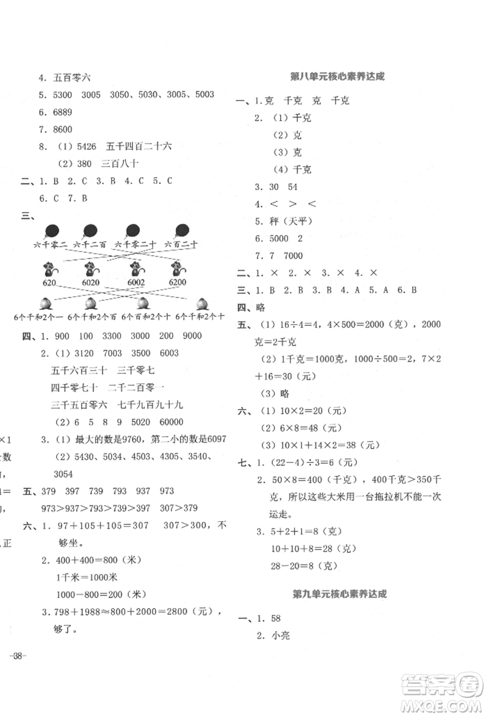 湖南教育出版社2022學(xué)科素養(yǎng)與能力提升二年級下冊數(shù)學(xué)人教版參考答案