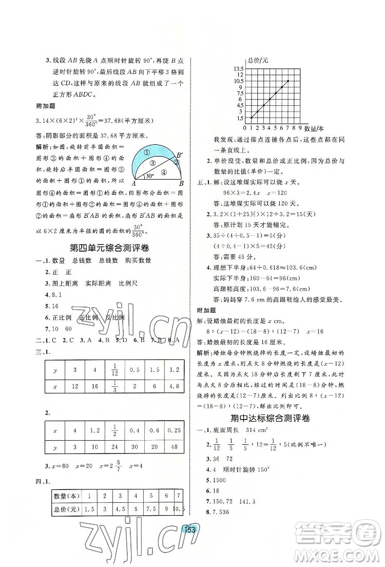 北方婦女兒出版社2022黃岡名師天天練數(shù)學(xué)六年級(jí)下冊(cè)北師版廣東專版答案