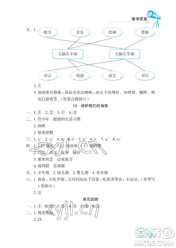 湖北教育出版社2022長江作業(yè)本課堂作業(yè)科學五年級下冊鄂教版答案
