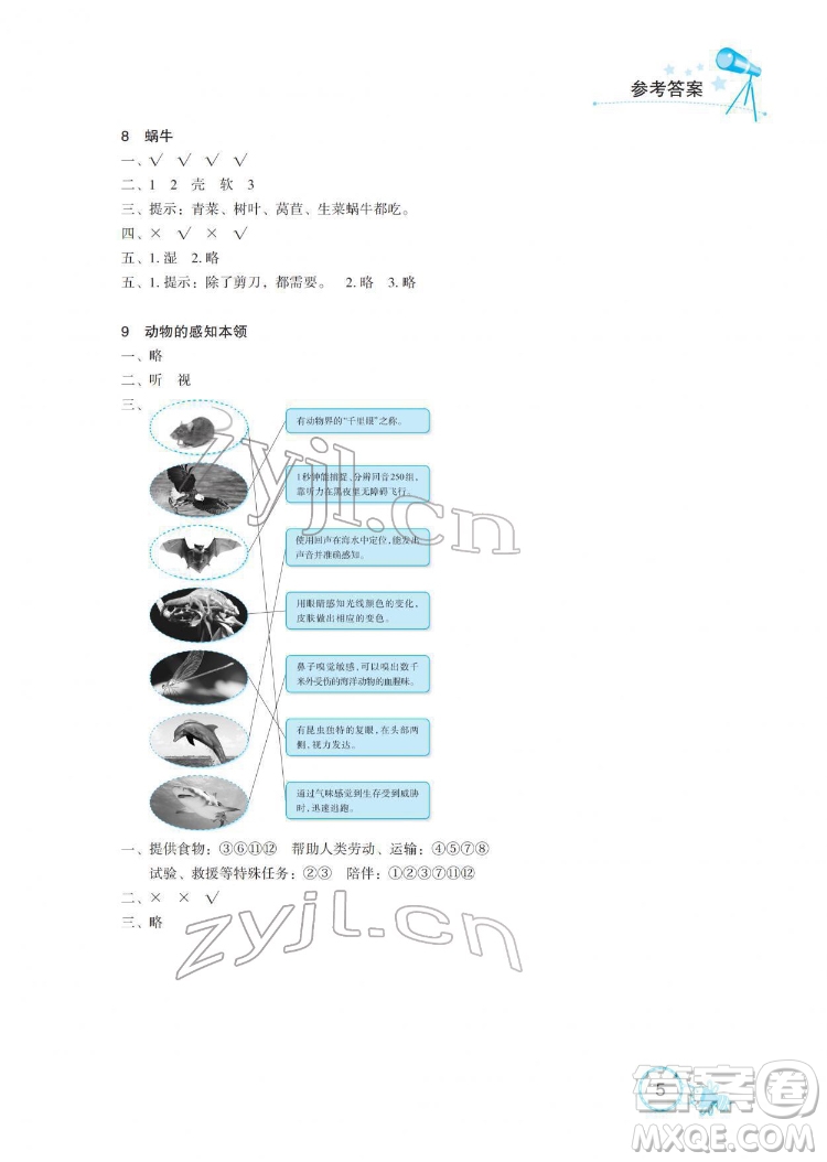 湖北教育出版社2022長江作業(yè)本課堂作業(yè)科學二年級下冊鄂教版答案