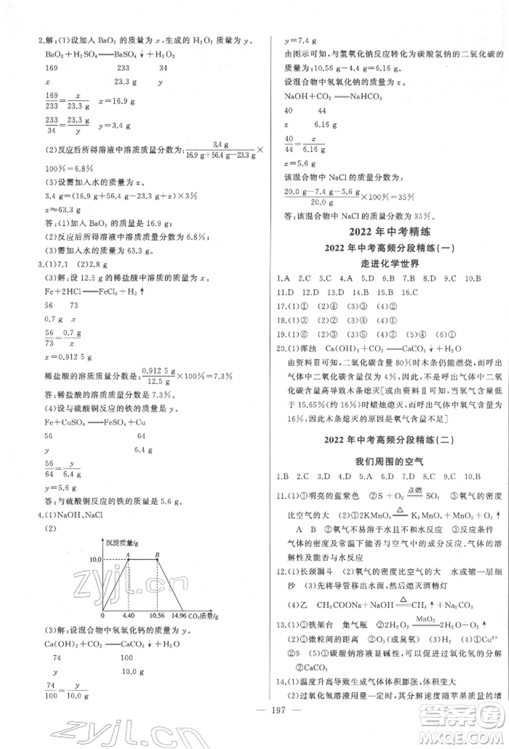 吉林人民出版社2022智慧大課堂學(xué)年總復(fù)習(xí)全程精練備戰(zhàn)中考化學(xué)通用版濰坊專(zhuān)版參考答案