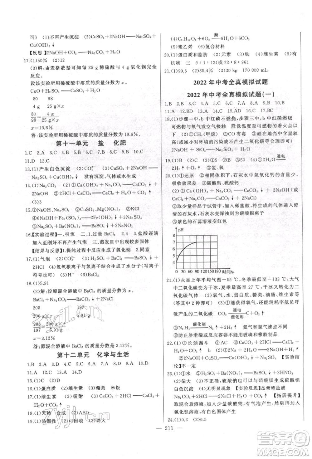 吉林人民出版社2022智慧大課堂學(xué)年總復(fù)習(xí)全程精練備戰(zhàn)中考化學(xué)通用版濰坊專(zhuān)版參考答案