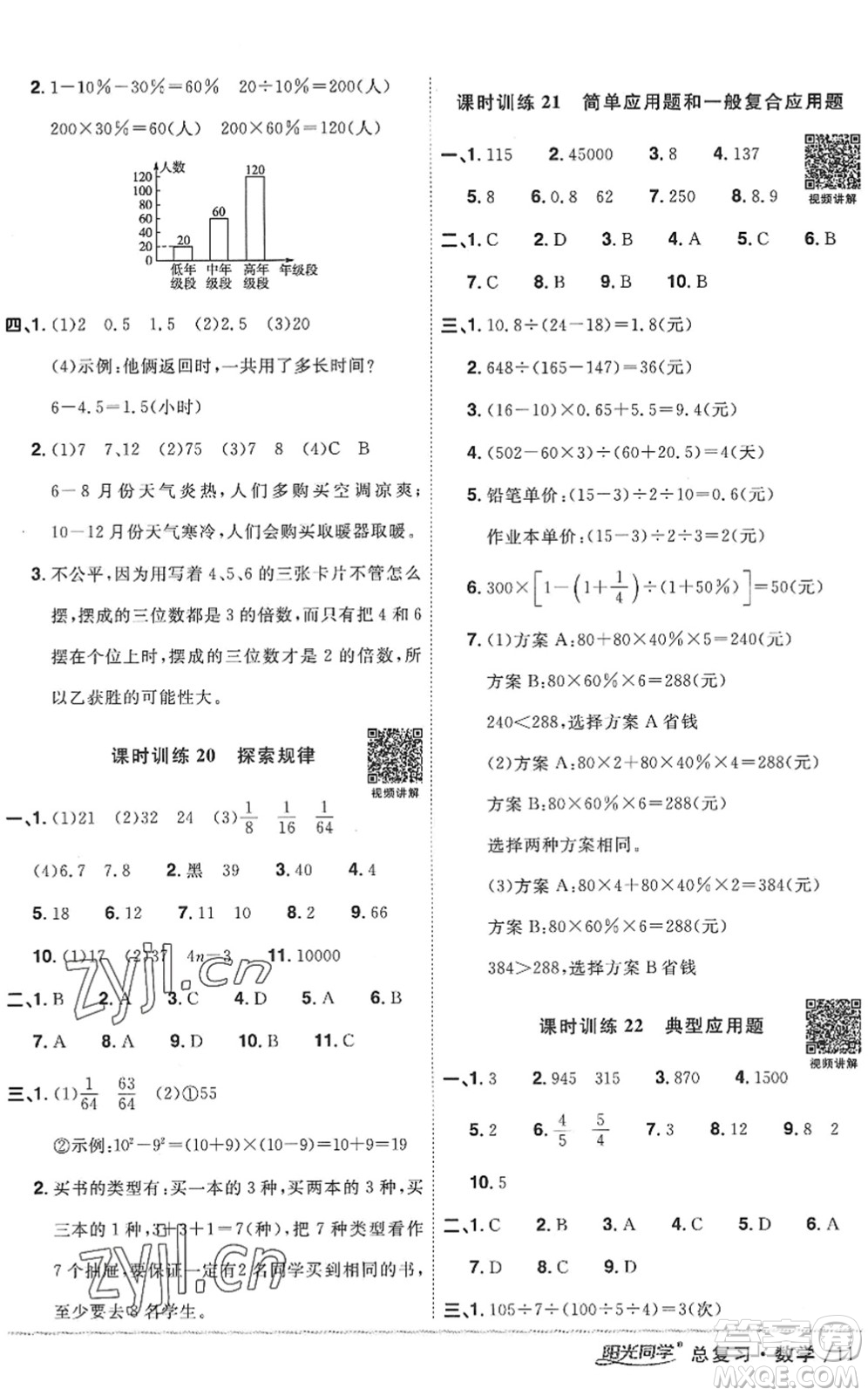 江西教育出版社2022陽(yáng)光同學(xué)小學(xué)畢業(yè)升學(xué)系統(tǒng)總復(fù)習(xí)六年級(jí)數(shù)學(xué)下冊(cè)人教版答案